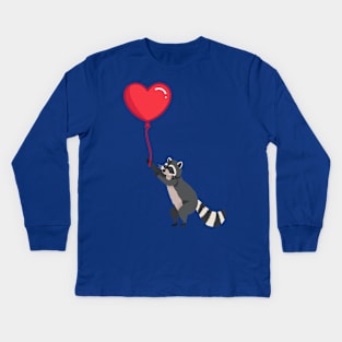 Love please come back, racoon with heart ballon design Kids Long Sleeve T-Shirt